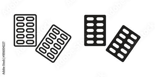 Pill blisters. collection. Silhouette flat icon design element.icons in different style, sign or symbol, suitable for apps and websites
