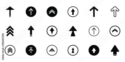 Clean upward arrow icon symbolizing direction, movement, and progress. Ideal for UI buttons, scroll to top actions and modern navigation interfaces. Vector illustration. EPS 10
