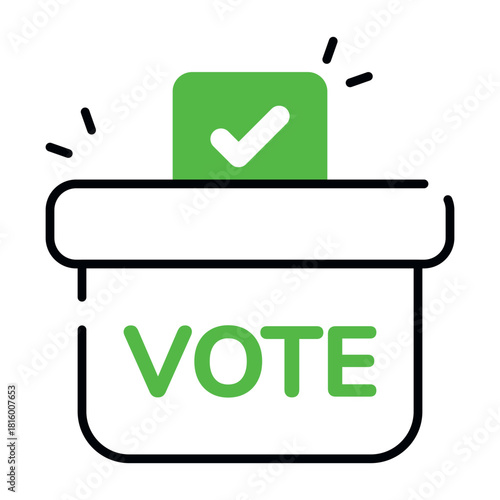 Conceptual flat design icon of ballot box