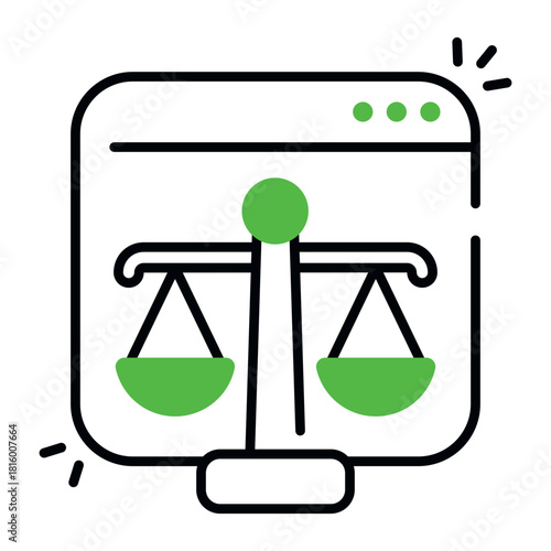 Unique design icon of online justice 
