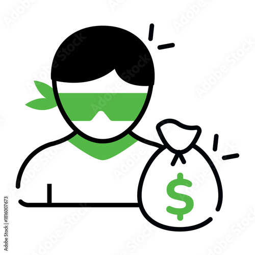 Unique design icon of thief 