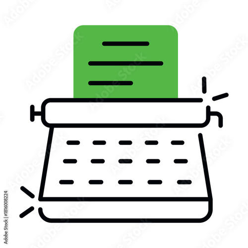 flat design icon of typewriter 