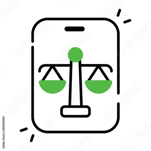 Unique design icon of mobile justice application 
