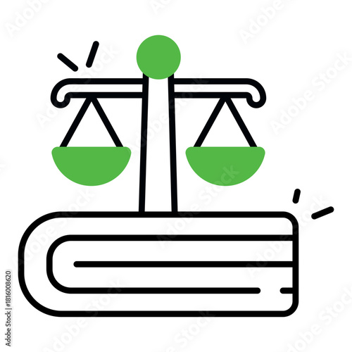 Conceptual flat design icon of law book