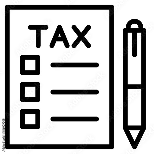Clean Tax form  icon in vector illustration financial management, accounting tasks, and business organization. Simple modern line style for apps, reports, and digital dashboards.