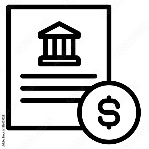 Clean Bank statement icon in vector illustration financial management, accounting tasks, and business organization. Simple modern line style for apps, reports, and digital dashboards.