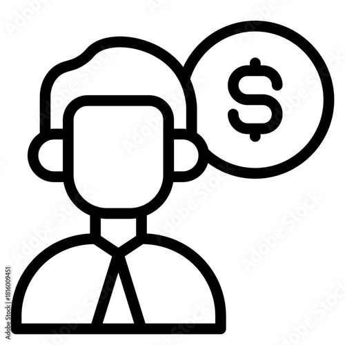 Clean Inspector icon in vector illustration financial management, accounting tasks, and business organization. Simple modern line style for apps, reports, and digital dashboards.