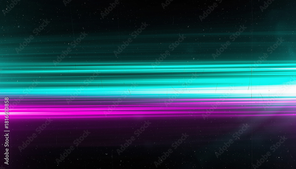 Obraz premium Horizontal Cyan and Magenta Light Streaks with Dust Particles
