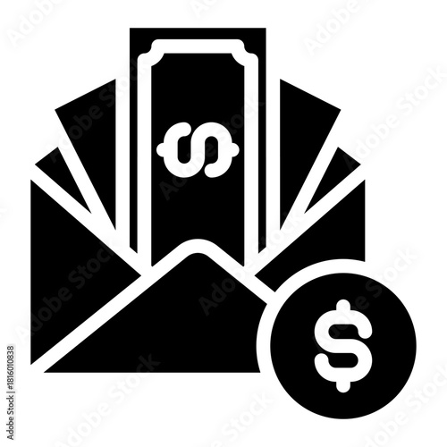 Clean Pacheck  icon glyph in vector illustration financial management, accounting tasks, and business organization. Simple modern line style for apps, reports, and digital dashboards.