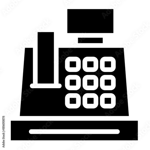 Clean Cash register icon glyph in vector illustration financial management, accounting tasks, and business organization. Simple modern line style for apps, reports, and digital dashboards.