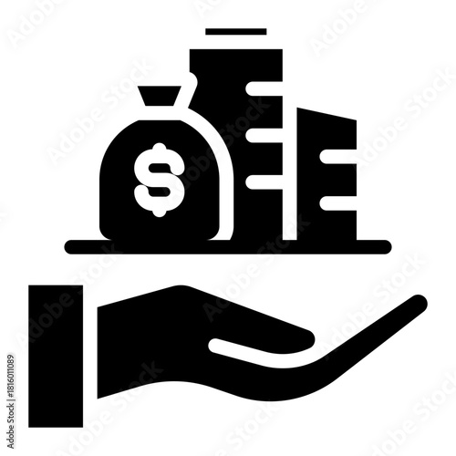 Clean Asset icon glyph in vector illustration financial management, accounting tasks, and business organization. Simple modern line style for apps, reports, and digital dashboards.