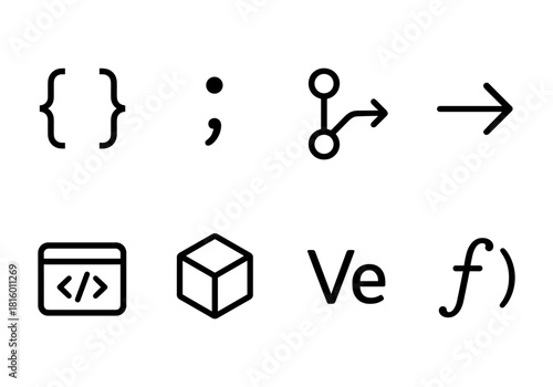 Programming symbols and mathematical icons in minimalist design