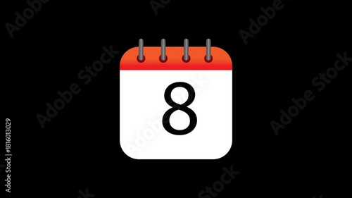 4K Animated [COLOR] Calendar Icon Date Element Reveal (Business, Event, Time Management)