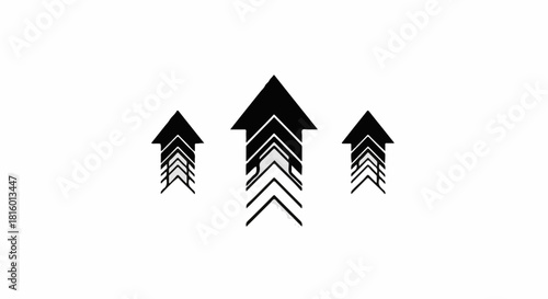 Three black arrows pointing upwards on a white background, symbolizing growth and progress.