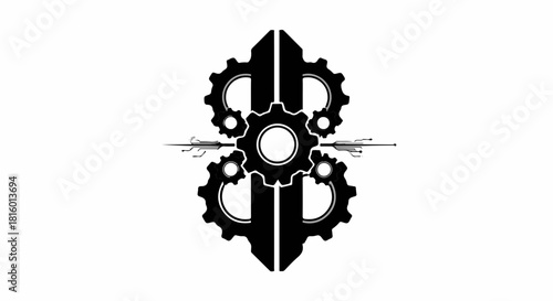 Stylized industrial gear symbol representing financial efficiency and mechanical progress