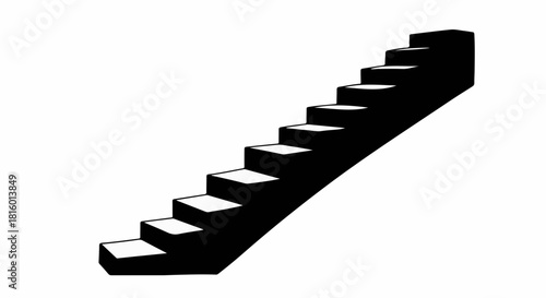 Ascending dark staircase leading upwards, symbolizing progress and opportunity.