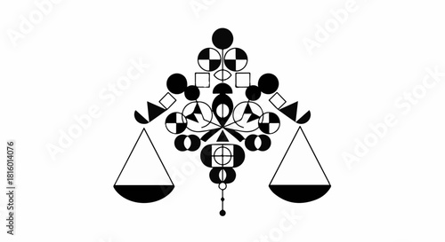 Abstract geometric scales of justice symbolizing balance and fairness
