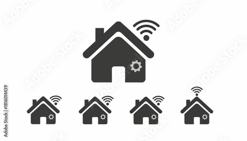 Simple Flat Smart Home Automation Technology System Control Icon Set