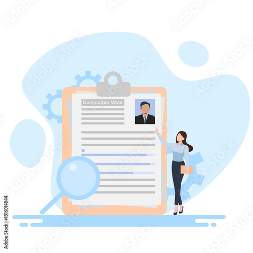 Simple Cartoon Illustration of Professional Employee Recruitment Process