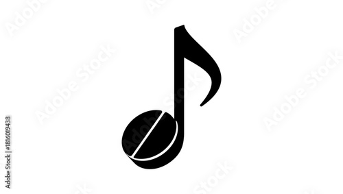 Healing music symbol, black isolated silhouette
