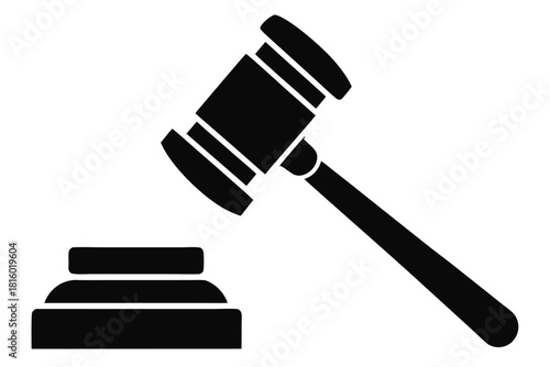 judge hammer silhouette vector judge gavel icon