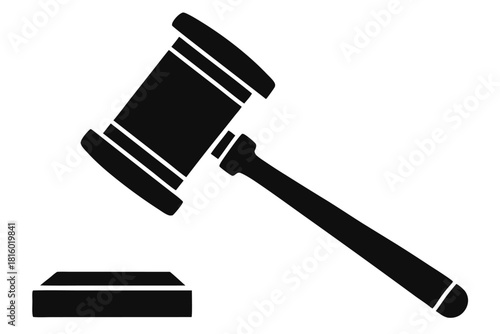 judge hammer silhouette vector judge gavel icon