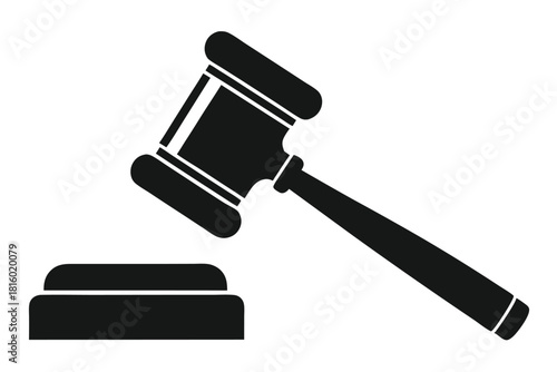 judge hammer silhouette vector judge gavel icon