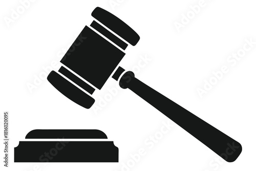 judge hammer silhouette vector judge gavel icon