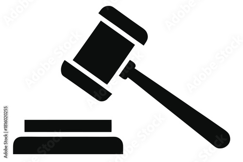 judge hammer silhouette vector judge gavel icon