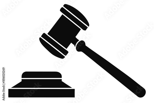 judge hammer silhouette vector judge gavel icon