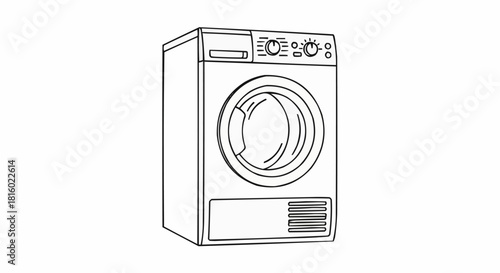 Detailed illustration of a modern household clothes dryer appliance.