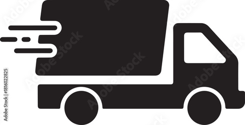 Fast shipping delivery truck flat icon for apps and websites