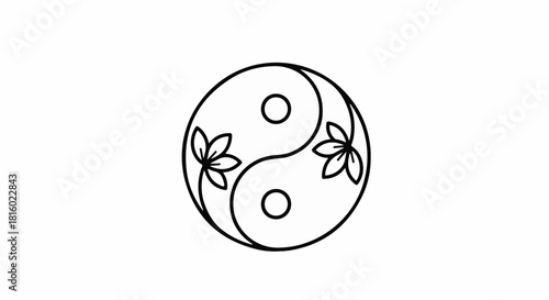 Elegant Yin Yang symbol with delicate floral accents, representing balance and harmony.