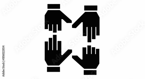 Four hands reaching towards each other in a symbolic gesture of connection and teamwork.
