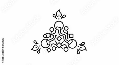 Intricate abstract symmetrical design with organic and geometric shapes, symbolizing harmony and connection.