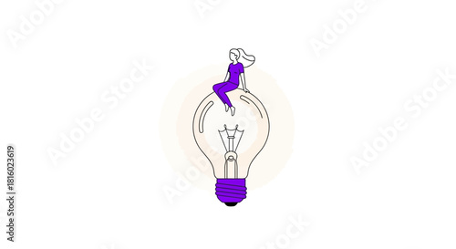 Empowered Thinking: Conceptual depiction of a woman harnessing the power of innovative ideas