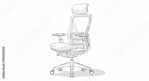 Ergonomic office chair with adjustable headrest and armrests for comfortable work.