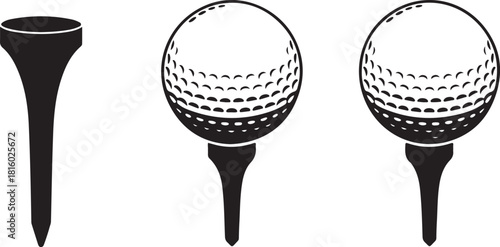 Golf ball with tee in different variations