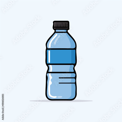 A_Simple_flat_2D_icon_of_a_bottle_of_water_isolated_on_white, simple illustration with EPS format design, simple flat 2D icon, minimalist design, clipart
