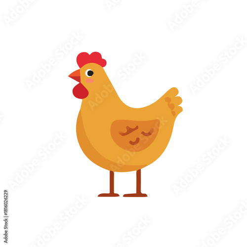 A_Simple_flat_2D_icon_of_a_chicken_isolated_on_a_white_simple illustration with EPS format design, simple flat 2D icon, minimalist design, clipart