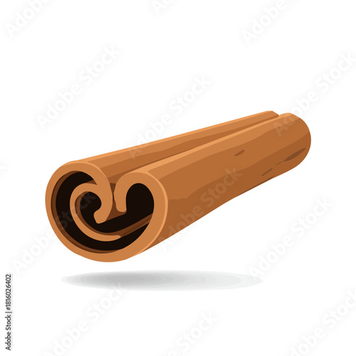 A_Simple_flat_2D_icon_of_a_cinnamon_stick_isolated_on_a_white, simple illustration with EPS format design, simple flat 2D icon, minimalist design, clipart