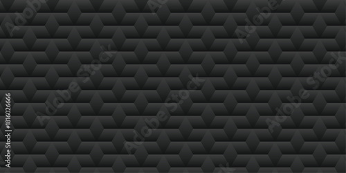 Minimal abstract black geometric cube creative concept triangle overlap square technology background. digital cubes fabric and wallpaper grid block texture background.	
