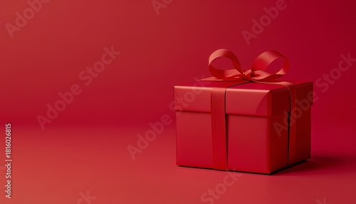 Wallpaper Mural Luxuriously Wrapped Christmas Gift Box with Velvet Ribbon on Rustic Wooden Surface Torontodigital.ca