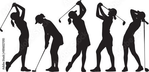 Golf girl silhouettes