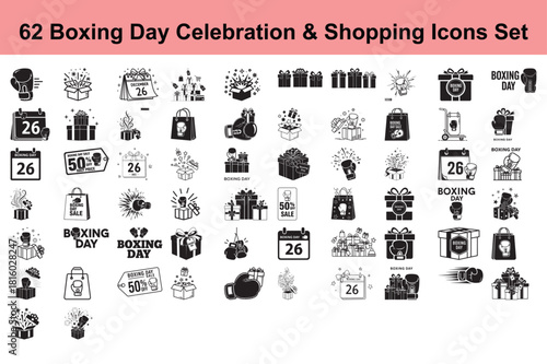 Boxing Glove Icon Showcasing Speed and Agility Celebrates Boxing Day Celebration Symbolizes Strength and Determination During Holiday Shopping Season Black and White