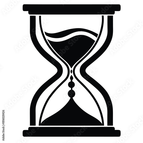 hourglass black and white silhouette on white background