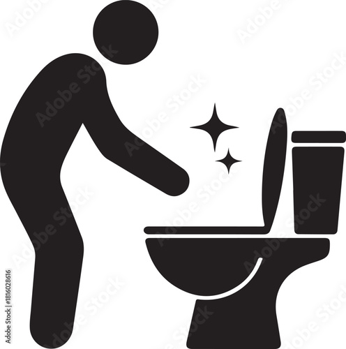 Man littering in toilet sign