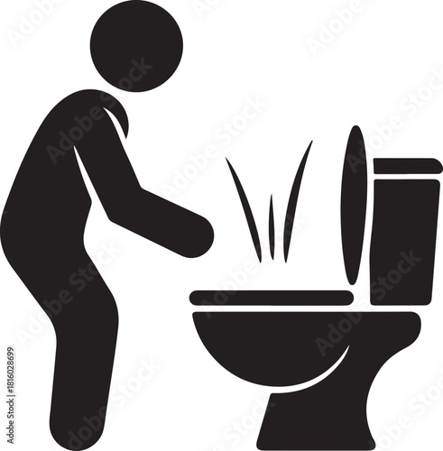 Man littering in toilet sign