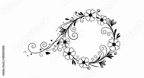 Elegant floral flourish with delicate blossoms and swirling vines