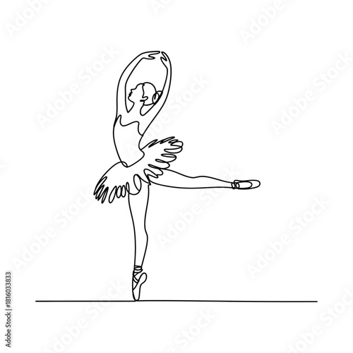 Elegant ballet dancer in motion sketch